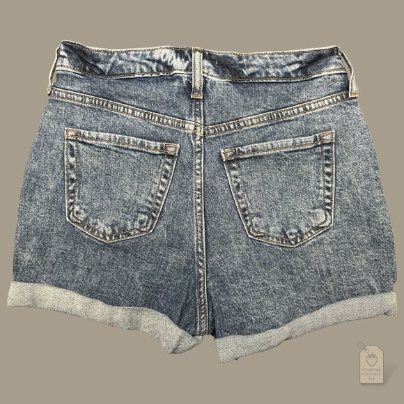 Wild Fable Denim Shorts | Mid Rise Cuffed Jean Shorts Blue Wash | Size 2 / 26R - Picture 2 of 6